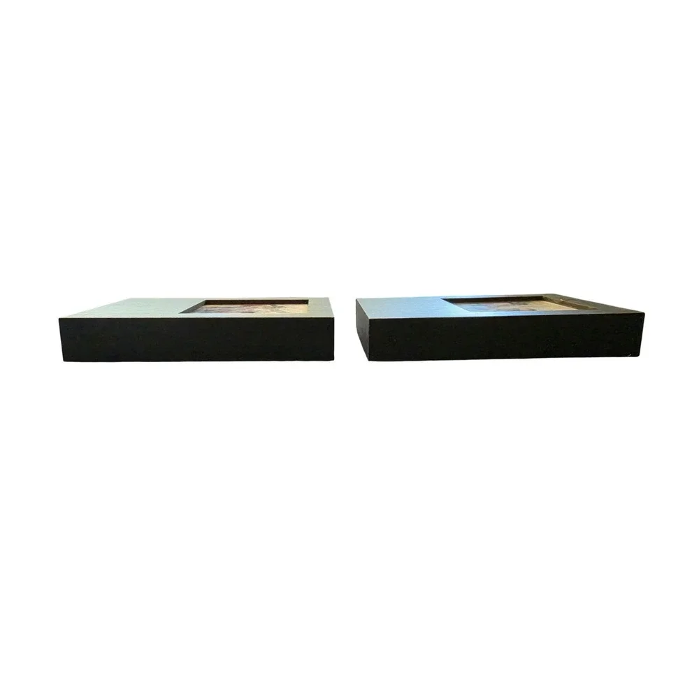 Set of 2 Black Wood 4x4 Box Photo Frames Room Essentials Modern Minimalist